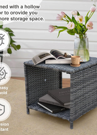 5 Pieces Wicker Patio Furniture Set Outdoor Patio Chairs with Ottomans Conversation Furniture with coffetable for Poolside Garden Balcony-4