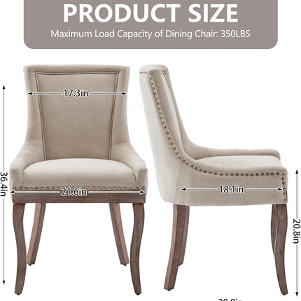 Modern Dining Chairs Set of 4, High Back Dining Chairs Side Chairs with Solid Wood Legs, Upholstered Fabric Dining Room Chairs for Dining Room Kitchen, Beige-2