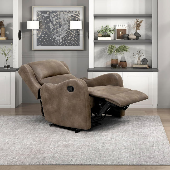Recliner Chair Living Room Reclining Sofa Chair, Home Theater Seating Modern Recliner, Manual Recliner Sofa Chair for Living Room/Office/Apartment, Wall Hugger Recliner, Brown-0