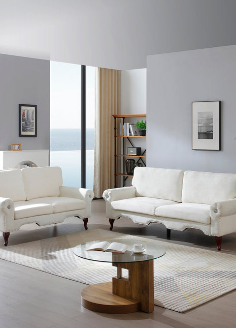 2 Piece Sectional Sofa Set with Movable Pillows, 5 Seat Convertible Couch Sets, Upholstered Sofa for Living Room Office, Bedroom & Apartment, Beige-0