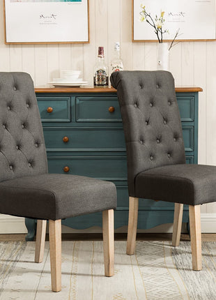 Charcoal Tufted Dining Chairs-0