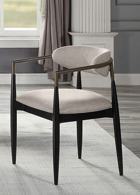 Set of 2 Beige and Black Armchair with Open Back-1