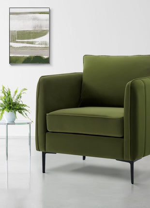 Accent Chair for Living Room, Velvet Comfy Single Sofa Chair Mid-Century Modern Armchair with 1 Pillow and Metal Legs for Bedroom Office Reading-0
