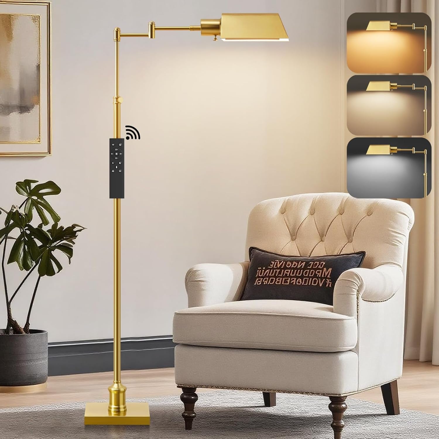 Gold Color Temperature Adjustable Floor Lamp Swing