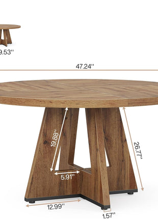 Farmhouse Dining Table, 47 Inch round Dinner Table for 4, Rustic round Dining Room Table for Home Dining Room Living Room (Wood)-1
