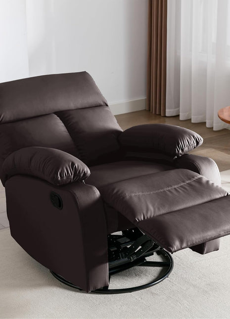 Swivel Rocker Recliner, Small Rocking Recliners Chair for Small Spaces, Small Rocker Recliner Chair for Living Room, RV, Bedroom, Nursery, Brown-0