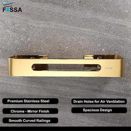 FOSSA Premium Stainless Steel Bathroom Shelf/Kitchen Shelf/Bathroom Shelf and Rack/Wall Storage Shelf/Bathroom Accessories (Gold)