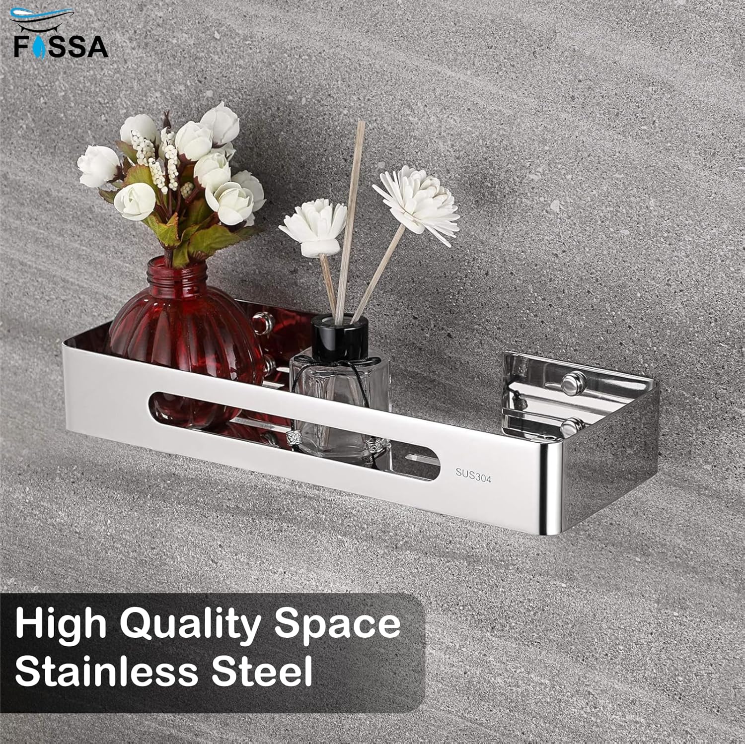 Premium Stainless Steel Bathroom Shelf/Kitchen Shelf/Bathroom Shelf and Rack/Wall Storage Shelf/Bathroom Accessories (Silver)