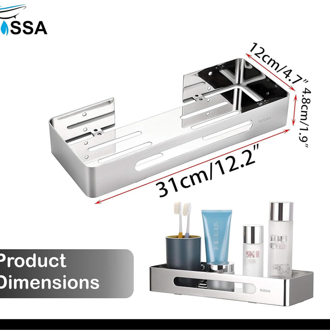 FOSSA Premium Stainless Steel Bathroom Shelf/Kitchen Shelf/Bathroom Shelf and Rack/Wall Storage Shelf/Bathroom Accessories (Silver)