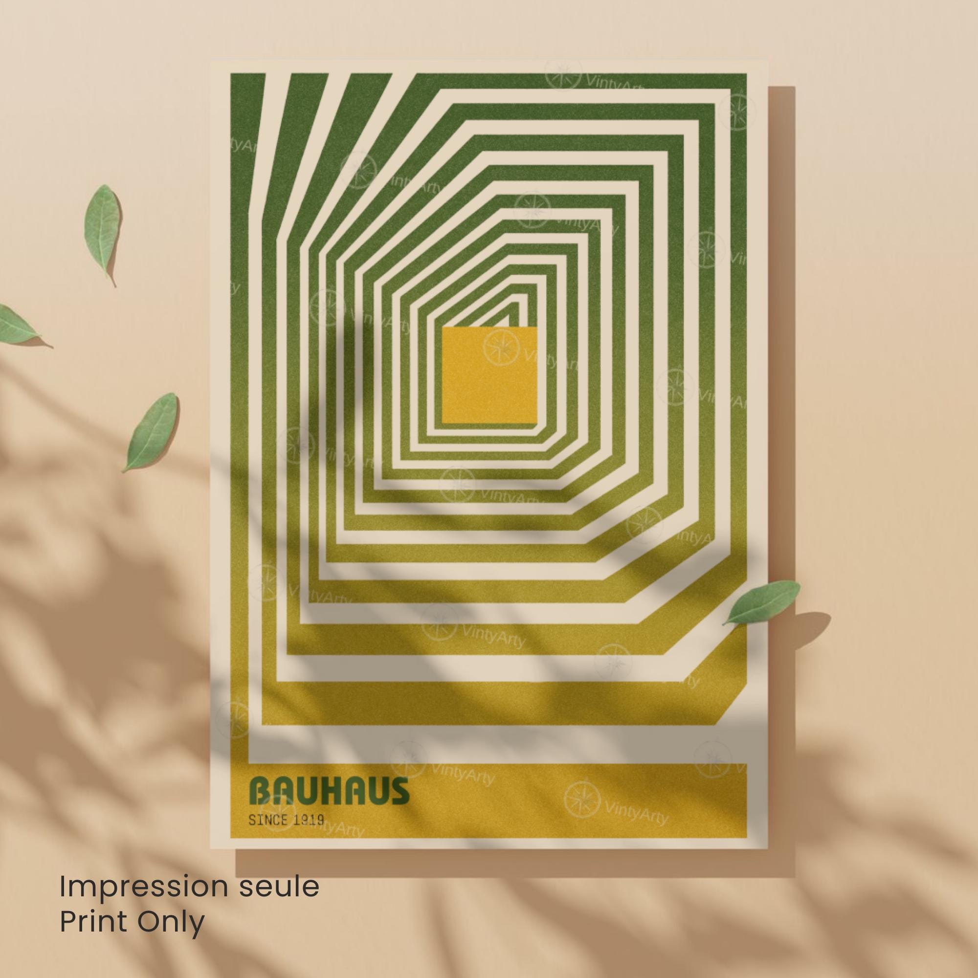 Bauhaus poster with geometric design on a beige background