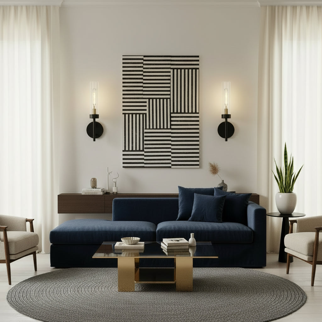 2PCS Glass Farmhouse Wall Lamp, Modern Bathroom Vanity Sconces Wall Lighting-3