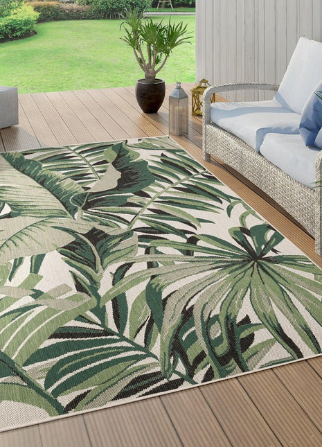 In- & Outdoor Rug Ostende for Patio Jungle Design - Green Beige-0