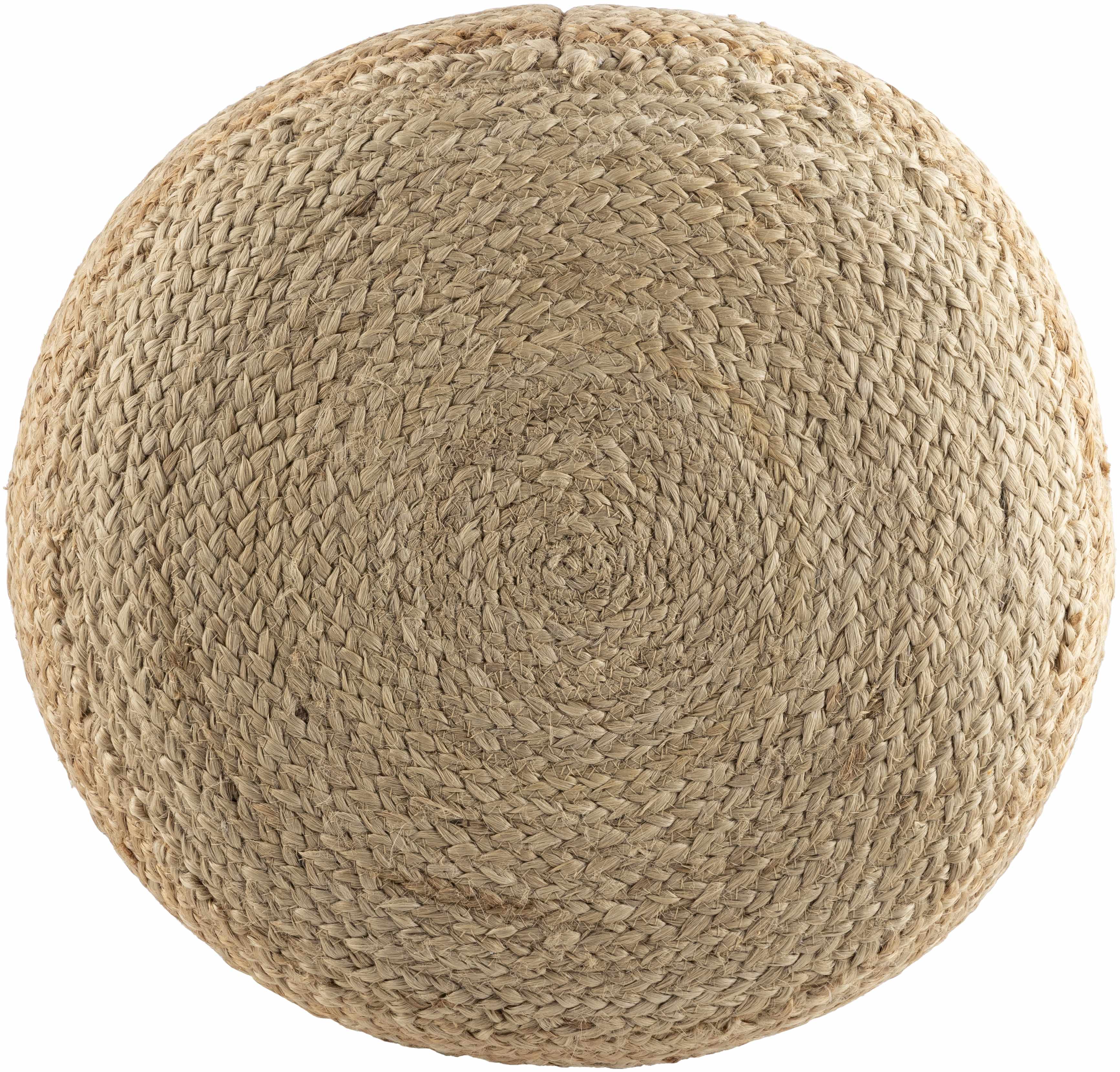 Round woven mat made of natural fibers on a white background