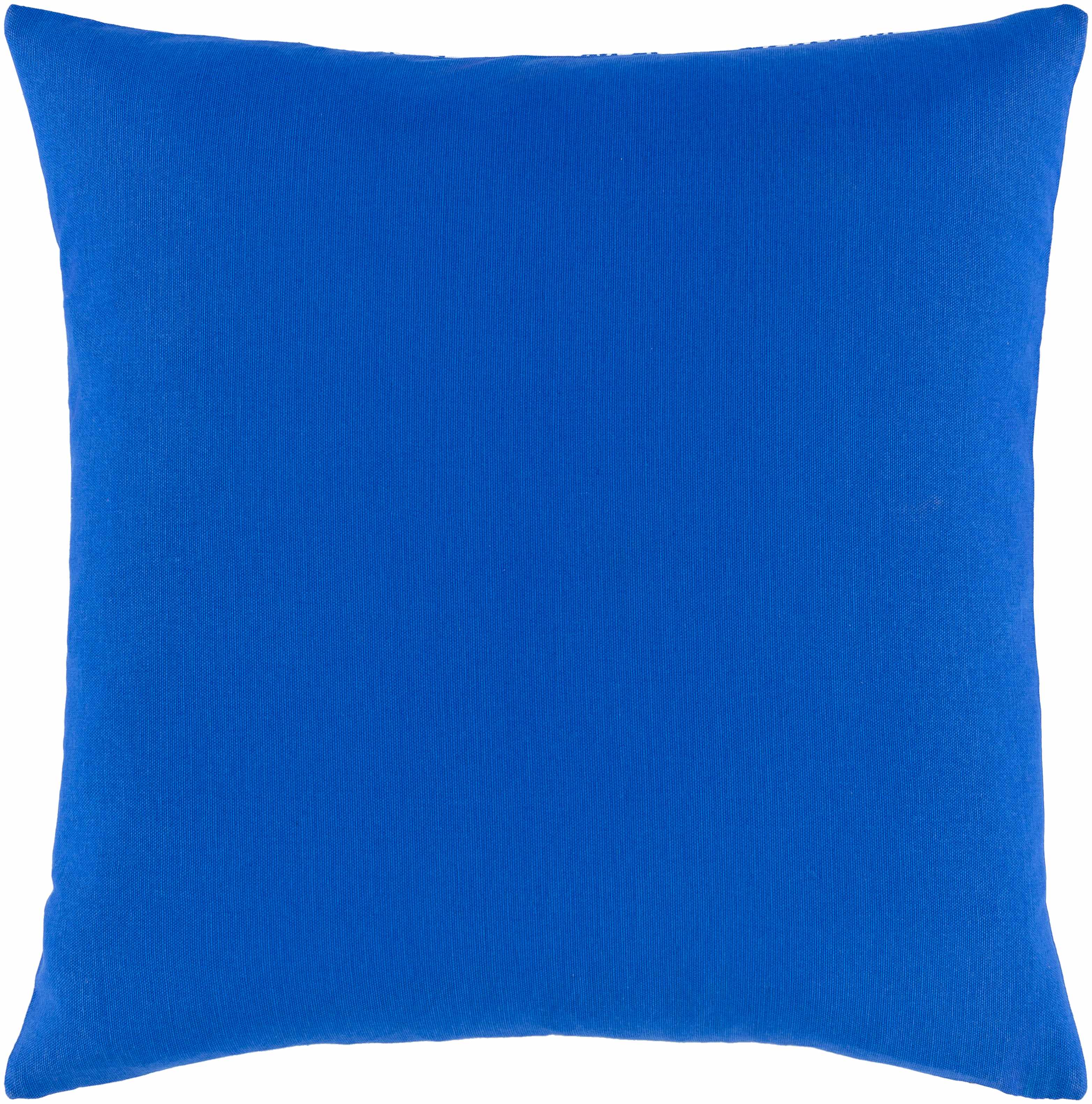 Solid blue pillow on a white background