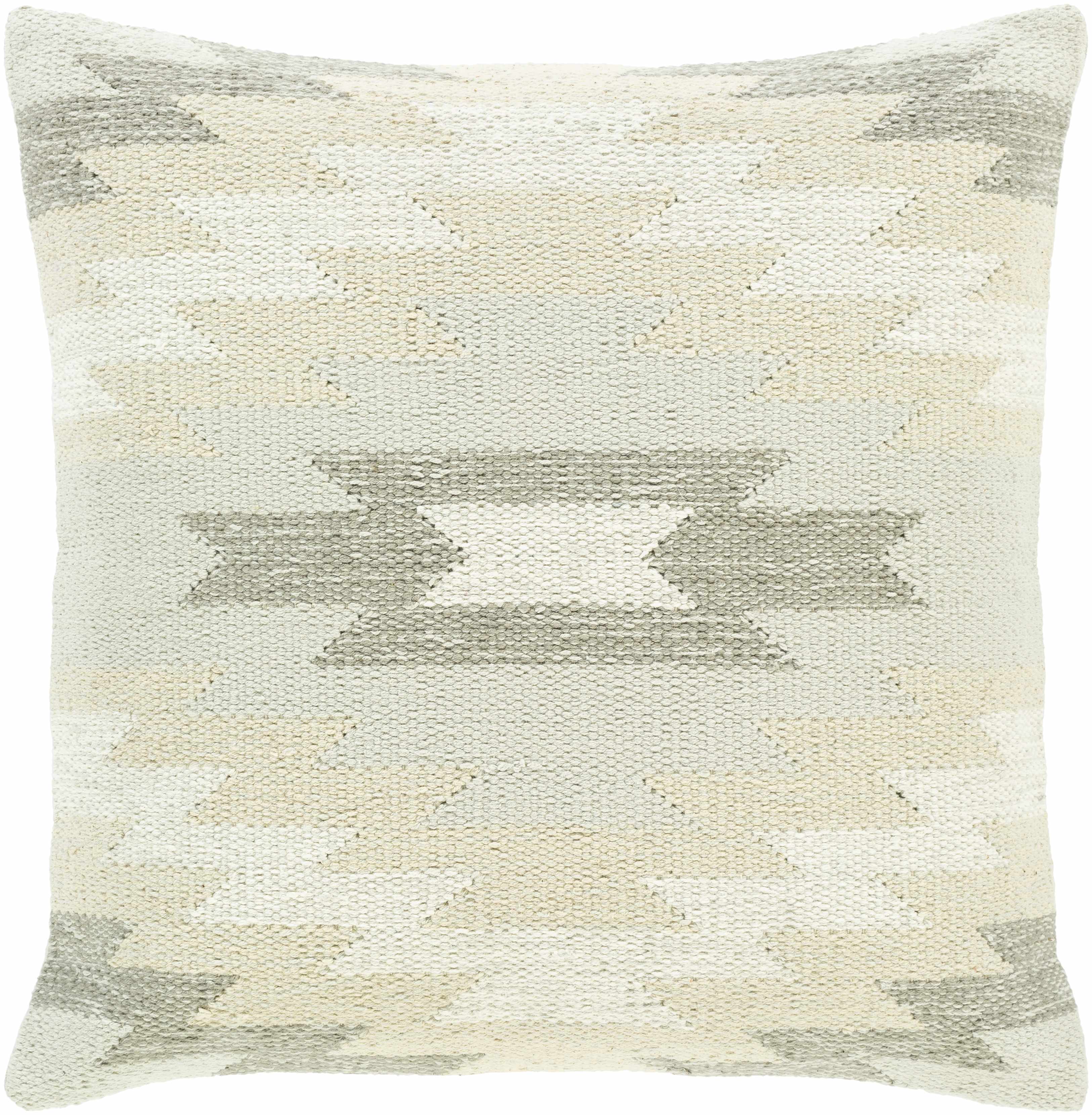 Decorative pillow with geometric pattern on a white background