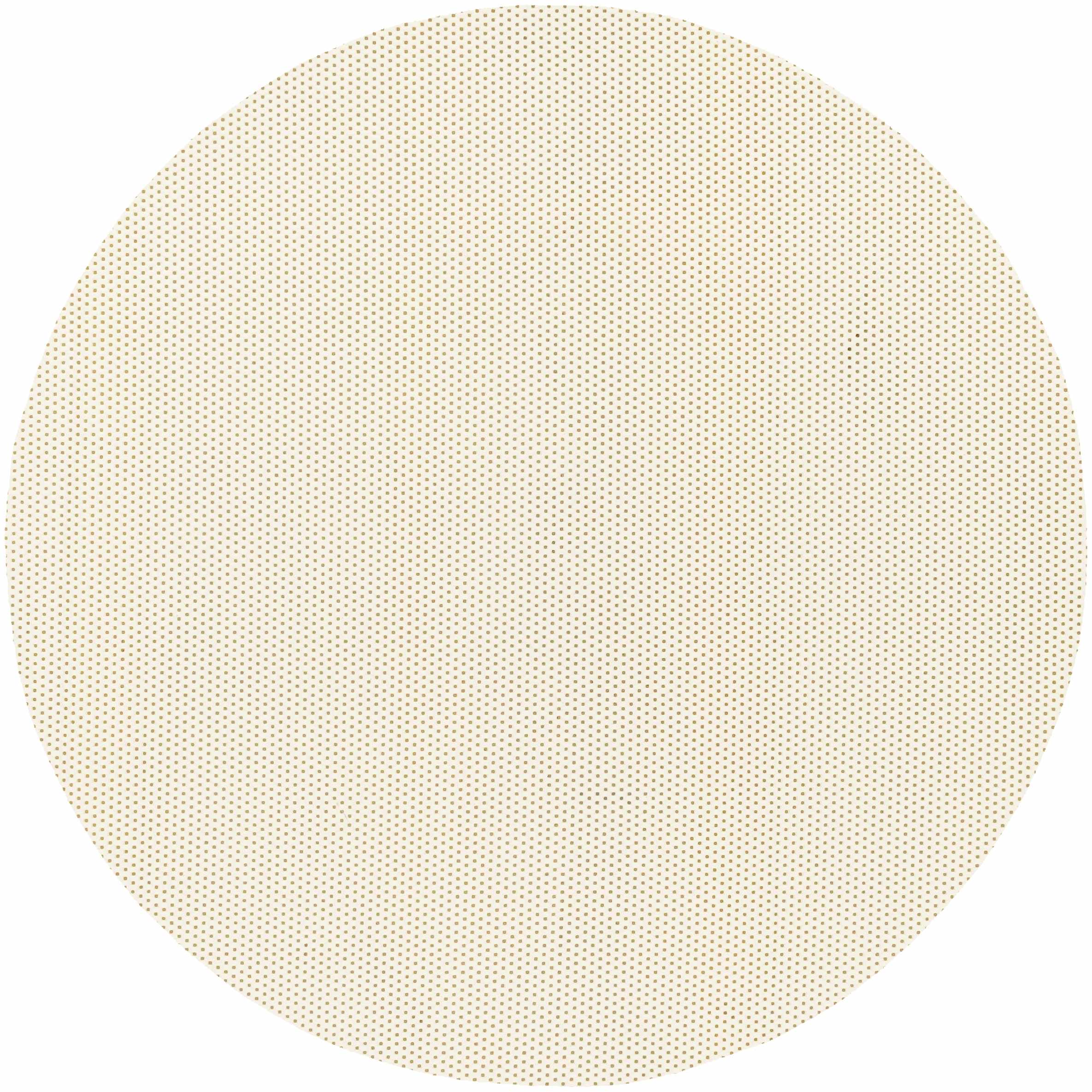 Round beige rug with a subtle pattern on a white background