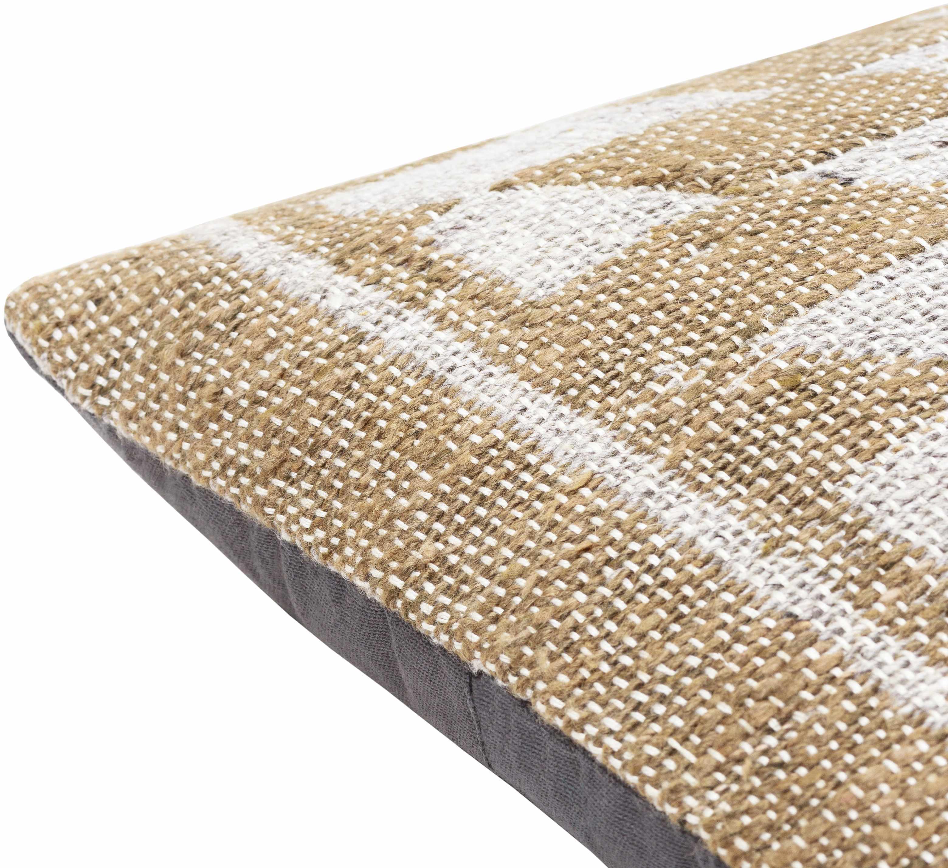Textured cushion with a geometric pattern on a white background