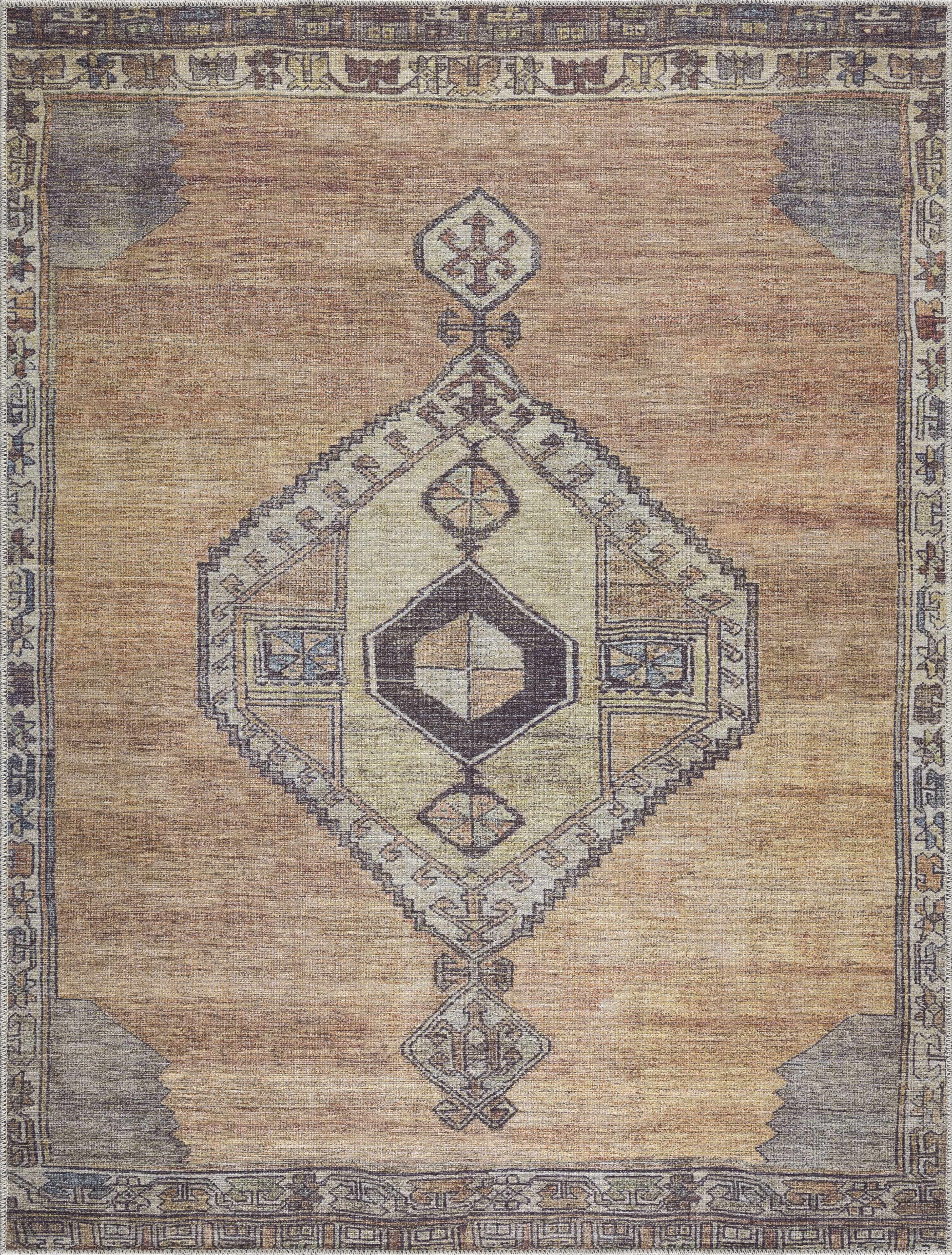 Hardy Haus Medinah Washable Area Rug | Traditional Machine-Woven Chenille-Polyester Carpet