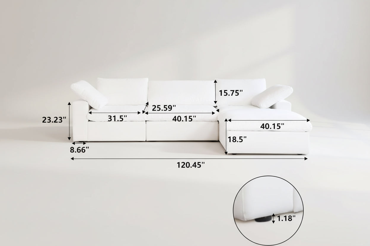 Modern L Shape Cloud Sofa Comfortable Convertible Sectional Couch-1