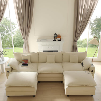 Modern Modular Sectional Sofa with Ottoman and Pillows-0