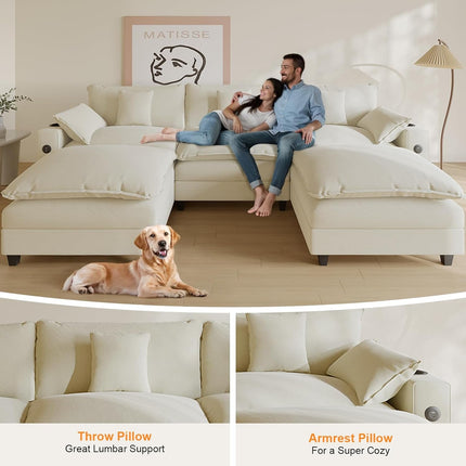 Modern Modular Sectional Sofa with Ottoman and Pillows-4