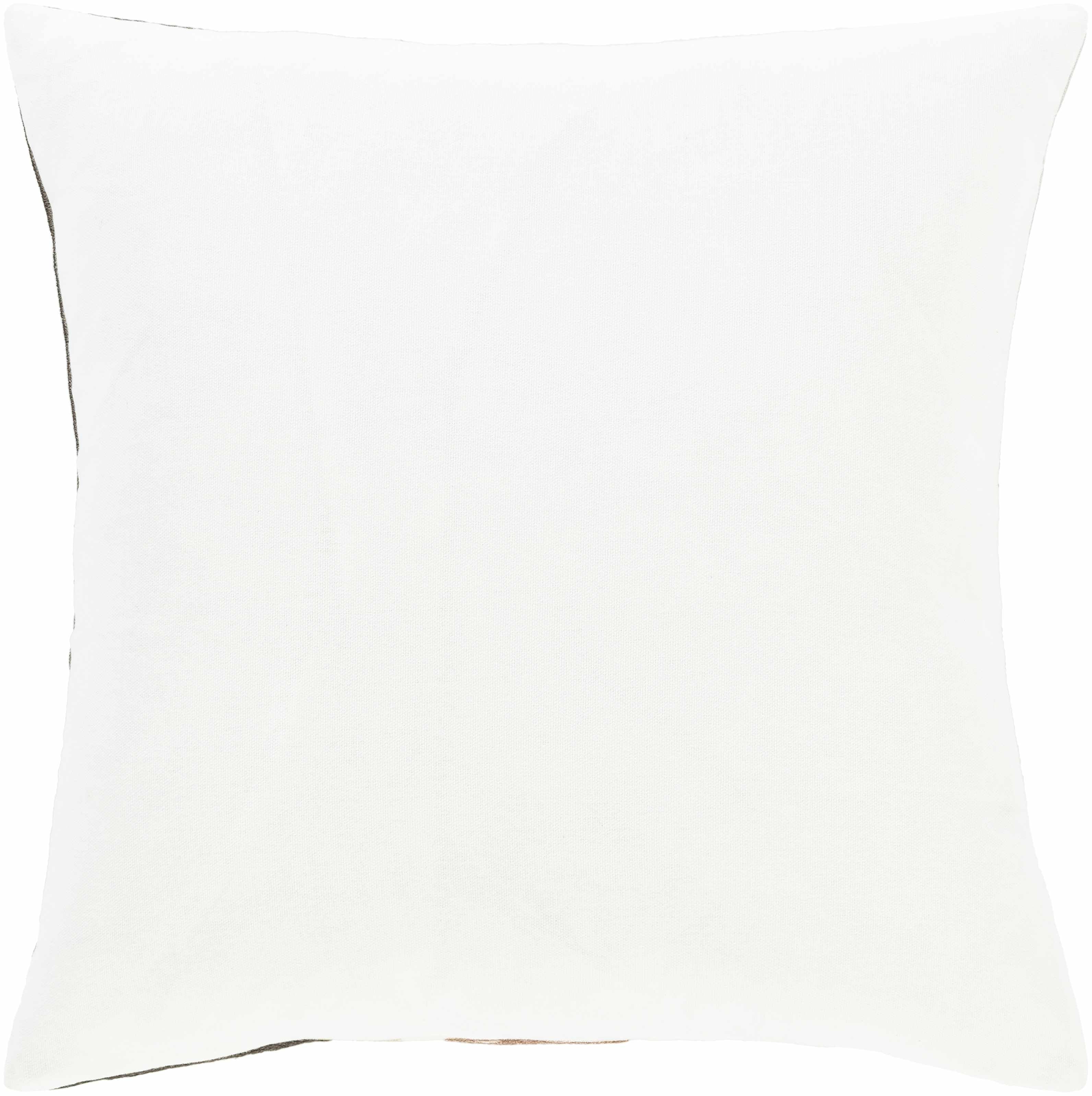 White pillow with a thin black border on a white background