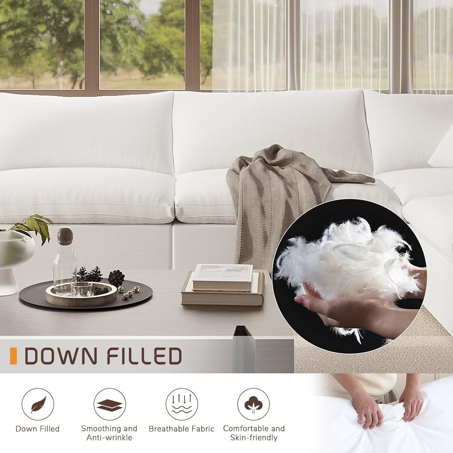 Oversize Modular Sectional Sofa with Chaise and Cushions-4