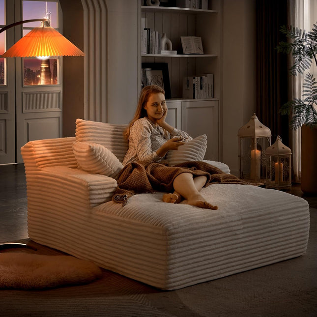 Oversized Chaise Lounge Sofa Chair With Soft Pillows-4