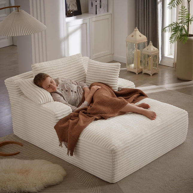 Oversized Chaise Lounge Sofa Chair With Soft Pillows-0