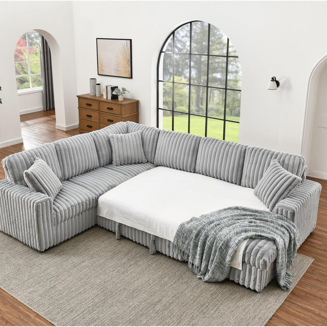 Oversized Plush Sectional Sofa with Pull Out Bed-3