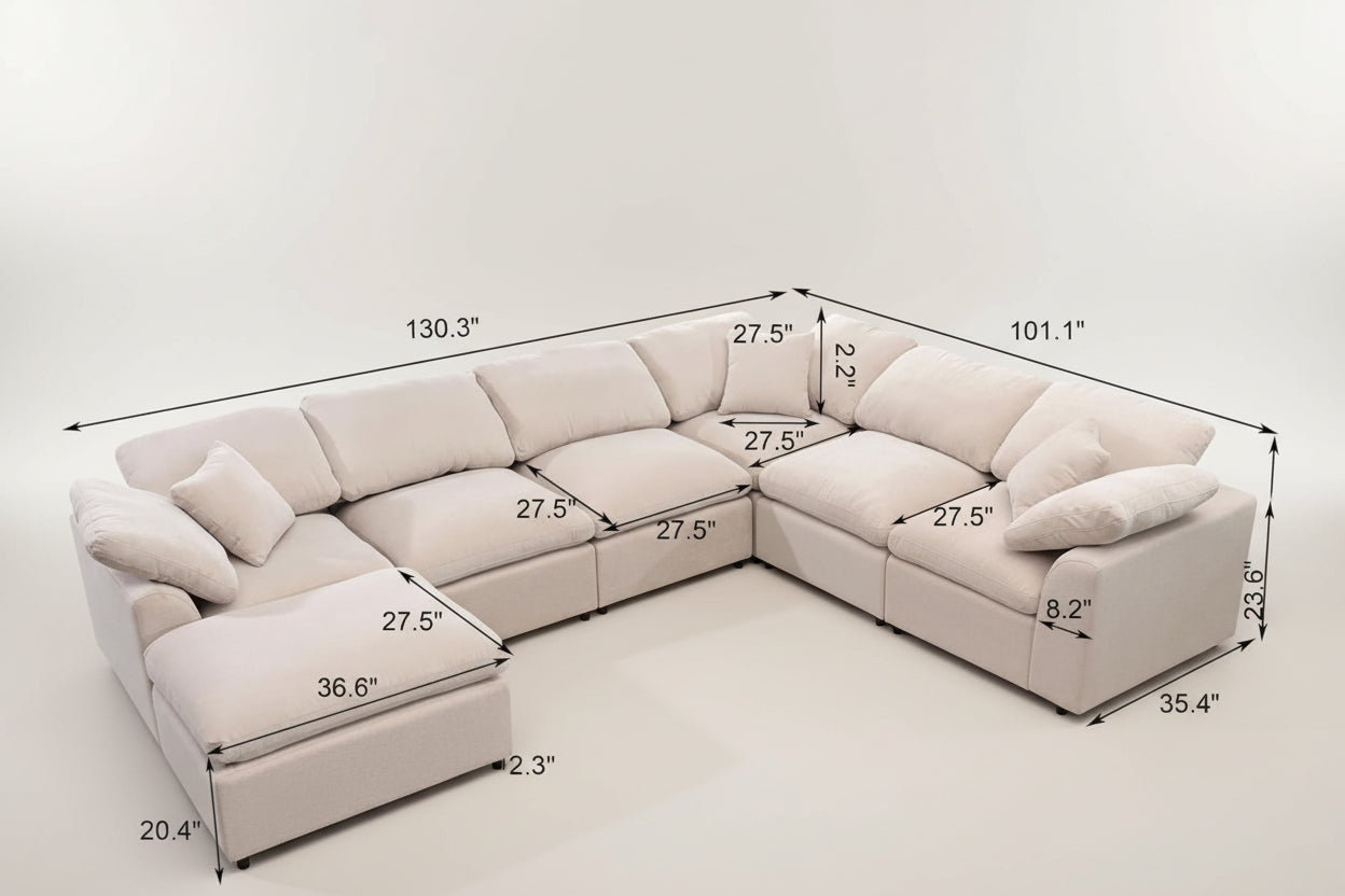 Oversized U Shaped Modular Sectional Sofa with Ottoman-1