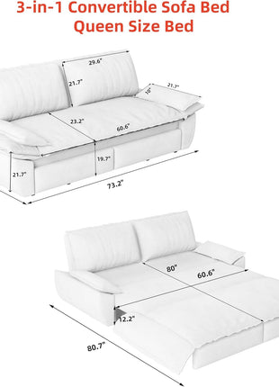 Queen Size Convertible Sofa Bed with Soft Cushions-1