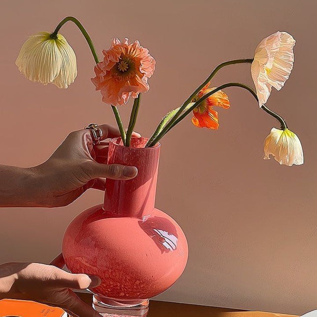 Retro Color Glazed Decorative Vase - Unique Glass Vase Decor