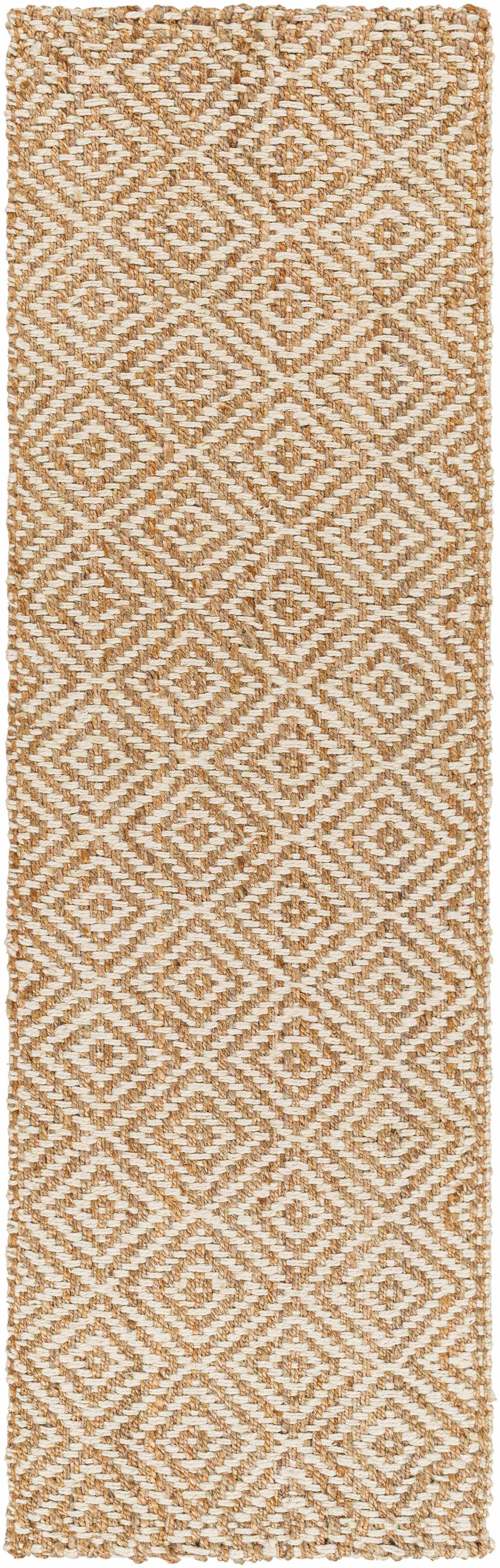 Beige and brown diamond patterned rug