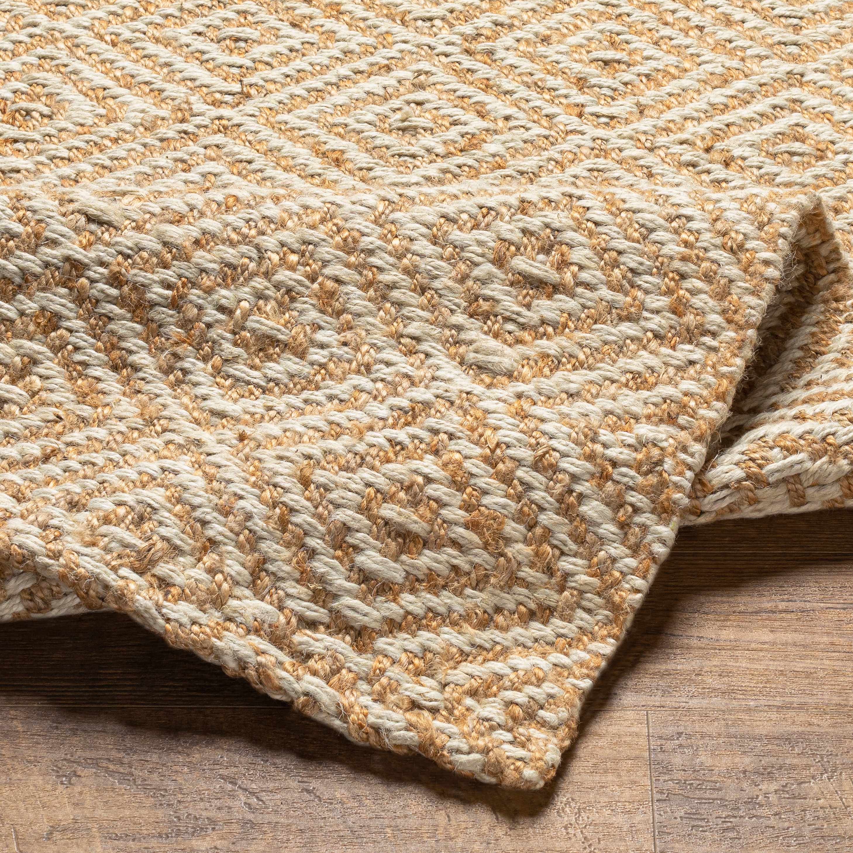 Beige and brown diamond patterned rug
