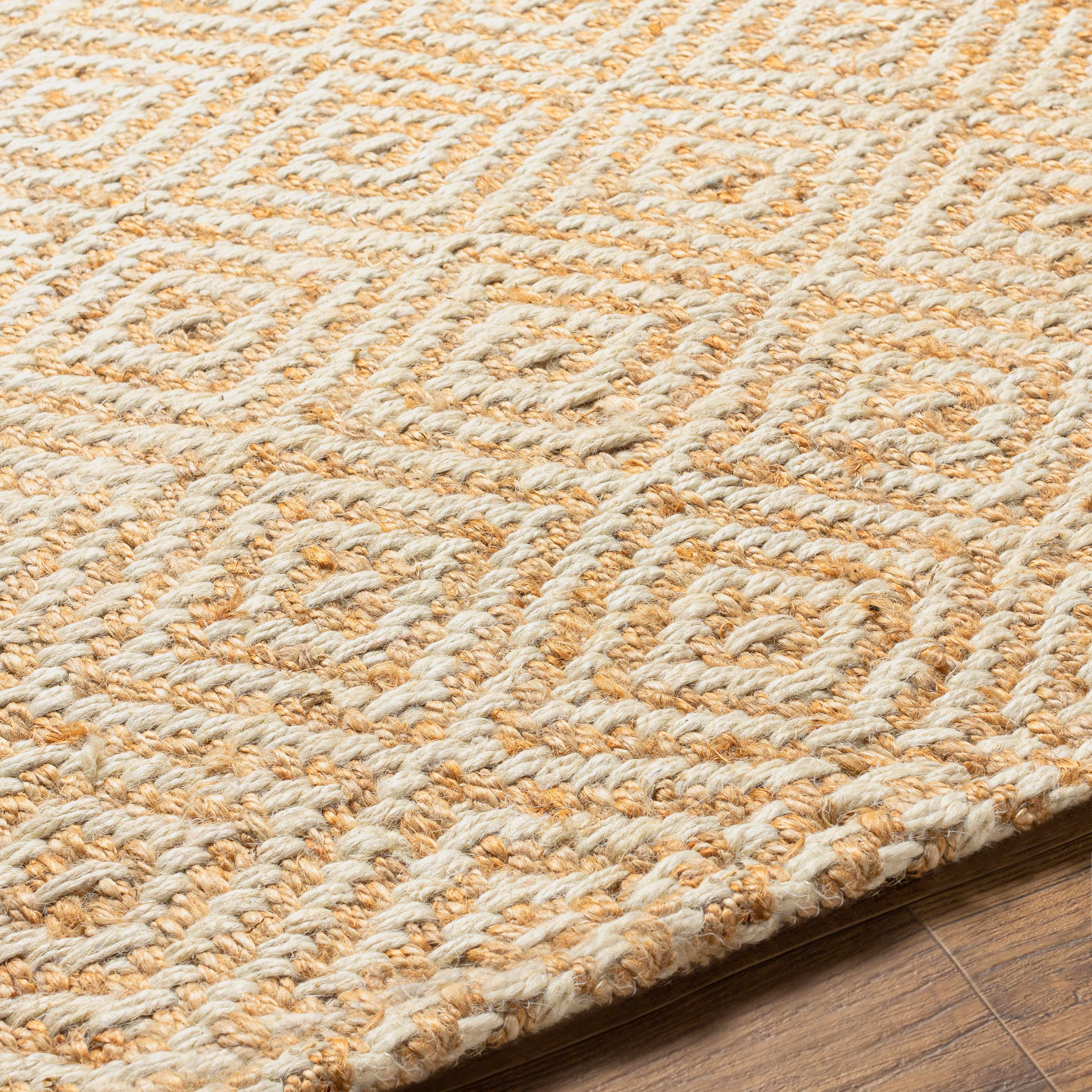 Beige and brown diamond patterned rug