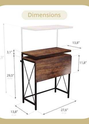 Small Standing Desk, Height Adjustable Small Writing, Mini Desk, Home Office Desks, Work for Home Office, Folding Laptop Study Compact (Brown)-1