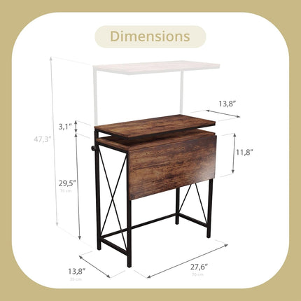 Small Standing Desk, Height Adjustable Small Writing, Mini Desk, Home Office Desks, Work for Home Office, Folding Laptop Study Compact (Brown)-1