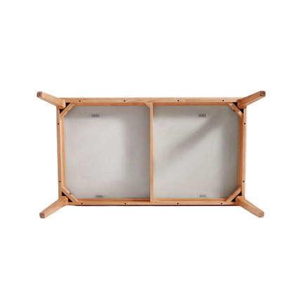 Wooden frame with two glass panels on a white background