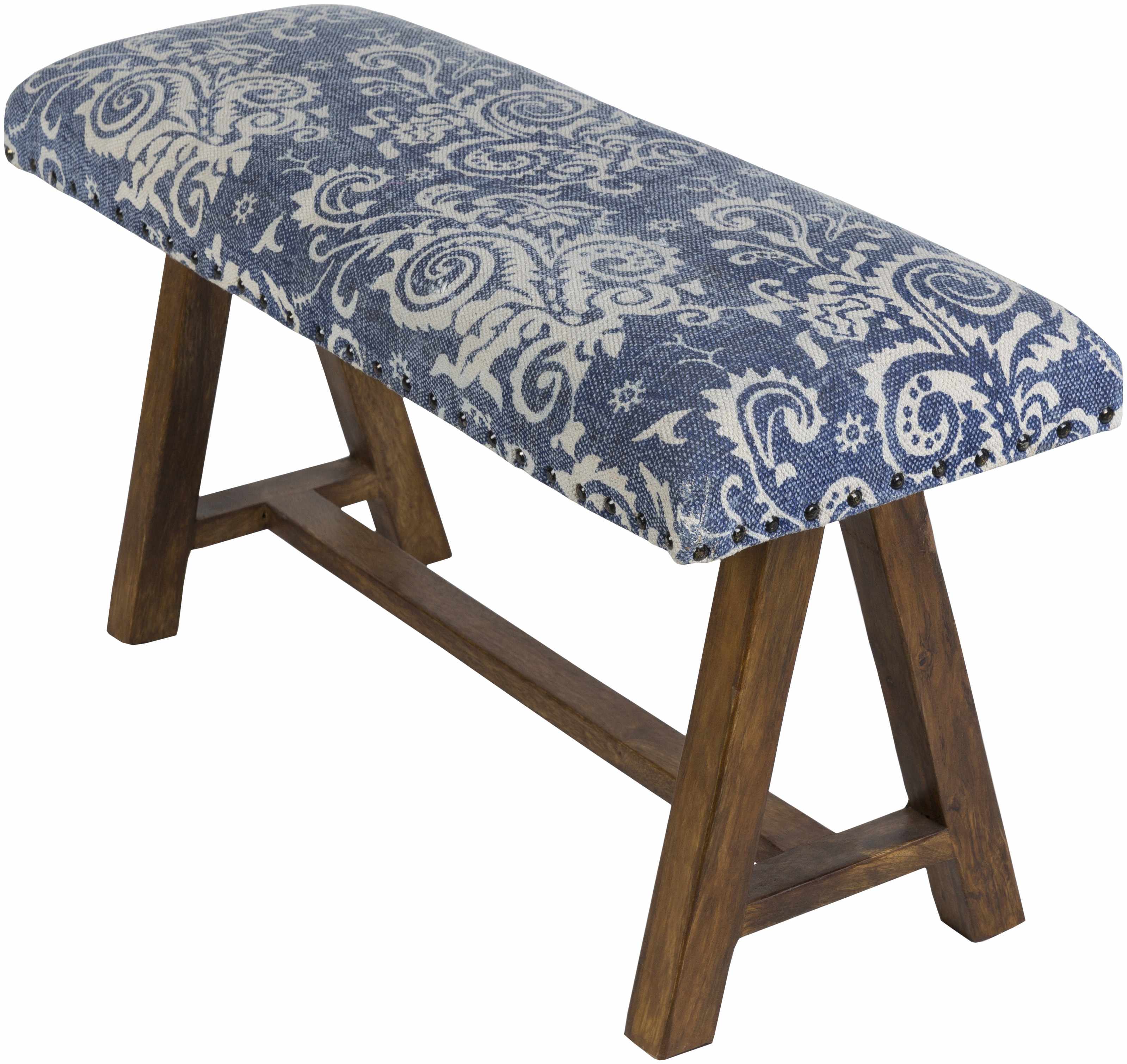 Spearman Blue Floral Wooden Bench-0