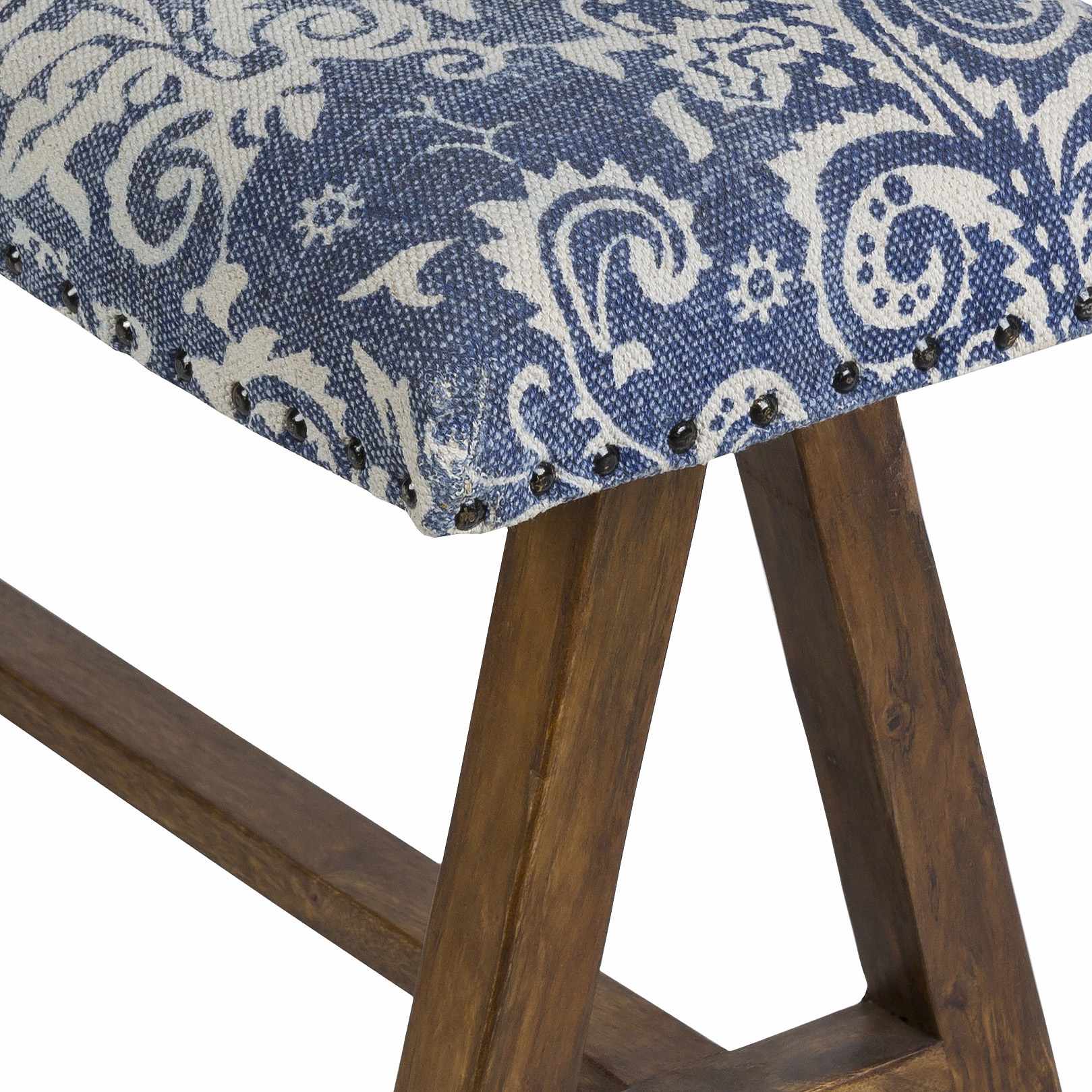 Spearman Blue Floral Wooden Bench-3