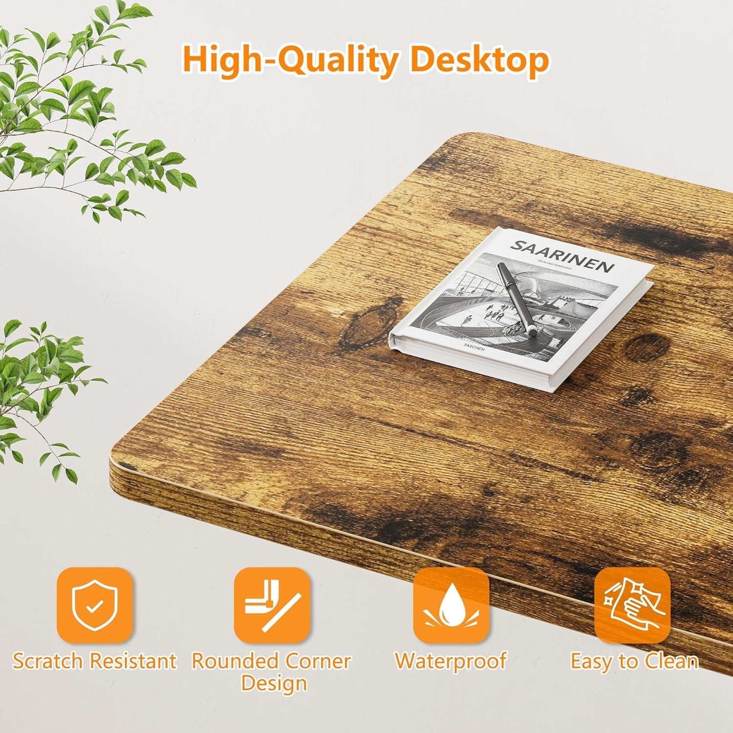 Standing Desk, 32 Inch Portable Small Desk Adjustable Height, Rolling Home Office Desks with Wheels, Sit Stand Desk for Bedroom Walking Pad Home Office Small Space, Rustic-4