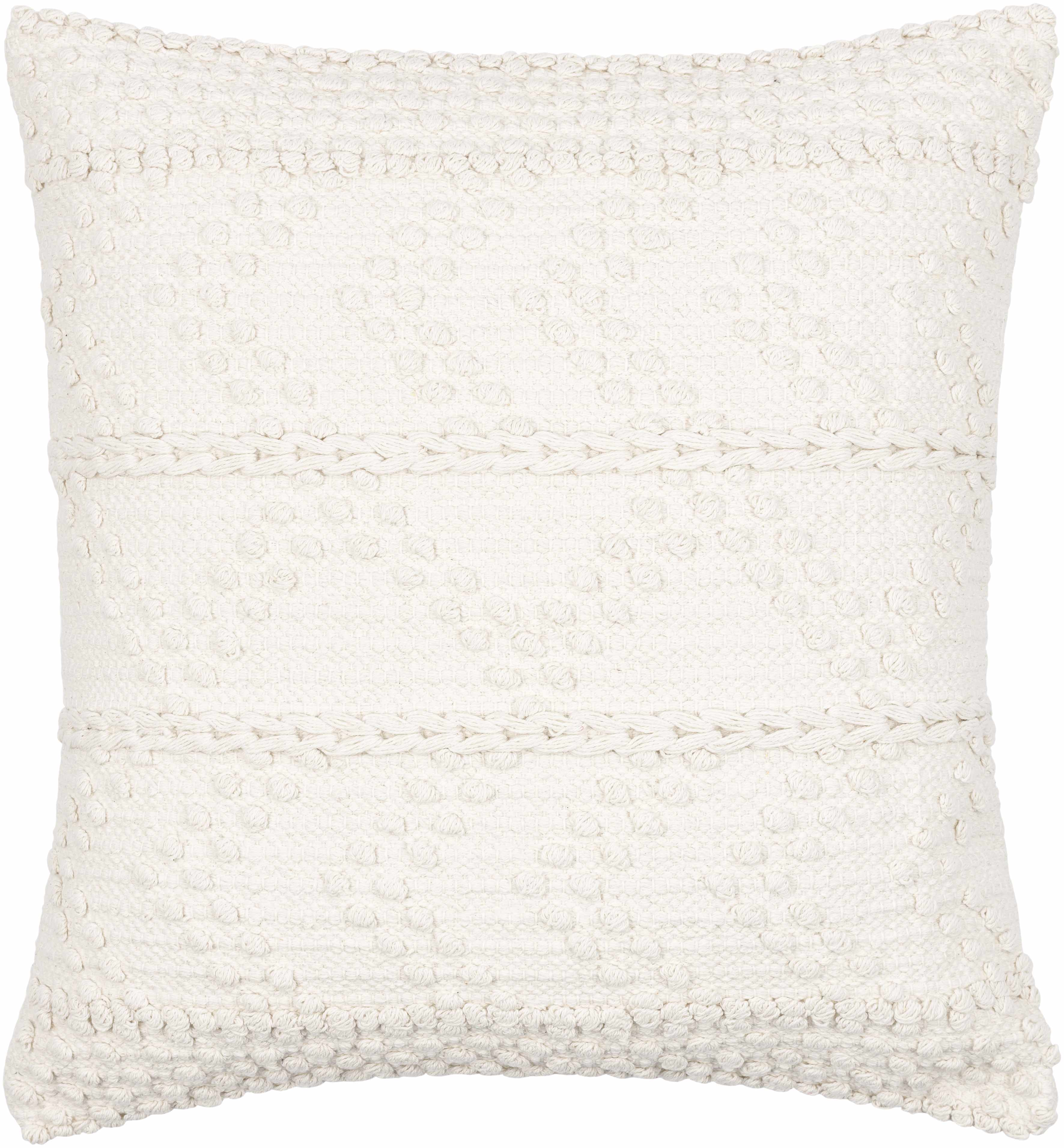 Sumiton White Textured Crochet Cotton Throw Pillow-5