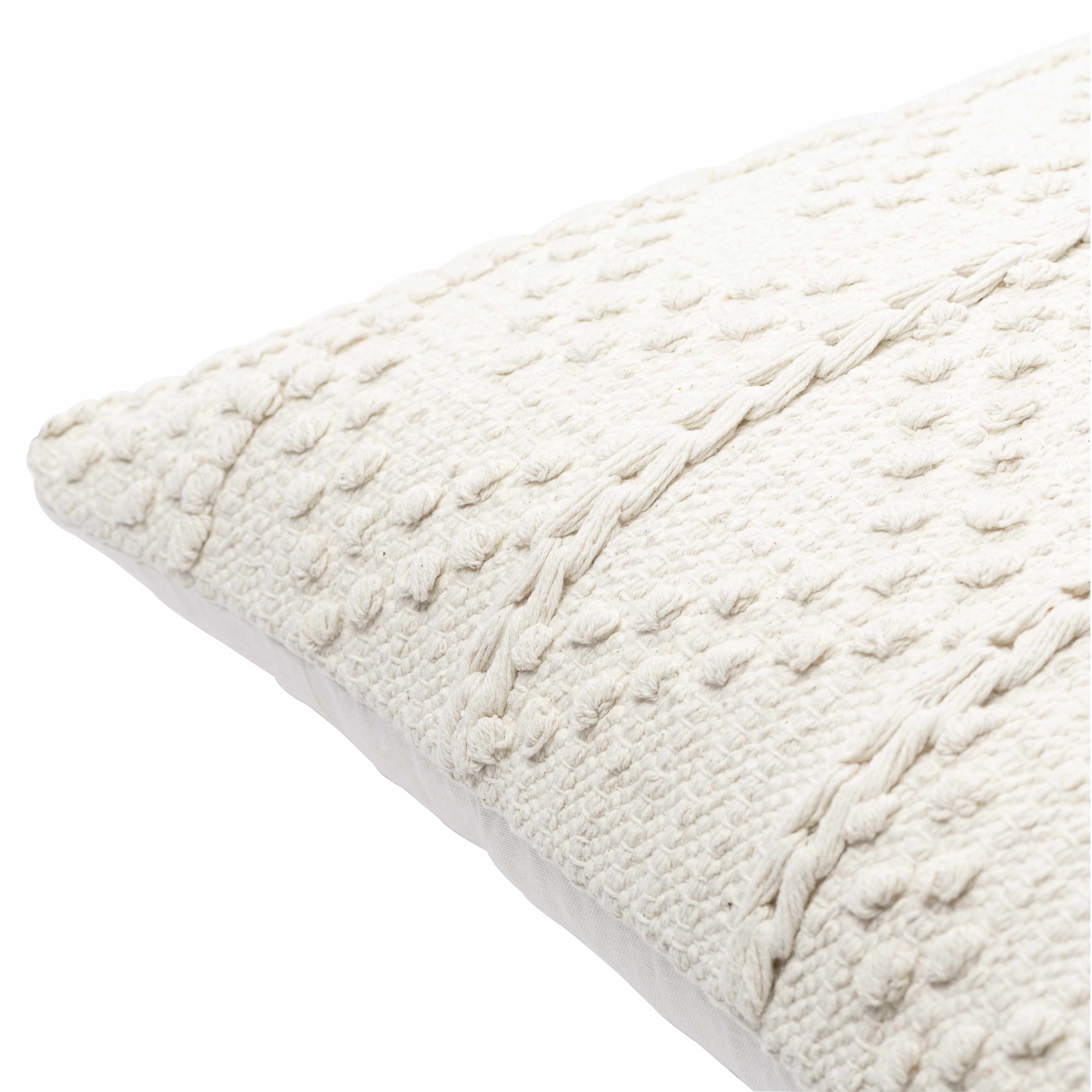 Sumiton White Textured Crochet Cotton Throw Pillow-3