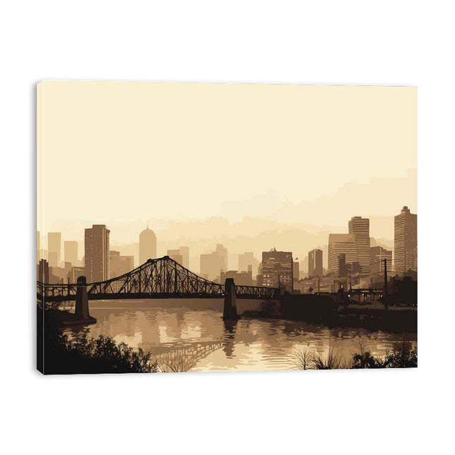 Brisbane Bridge Sepia Art Canvas Art Print
