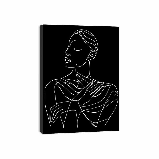 Thinking Of You Women Line art  Canvas Art Print