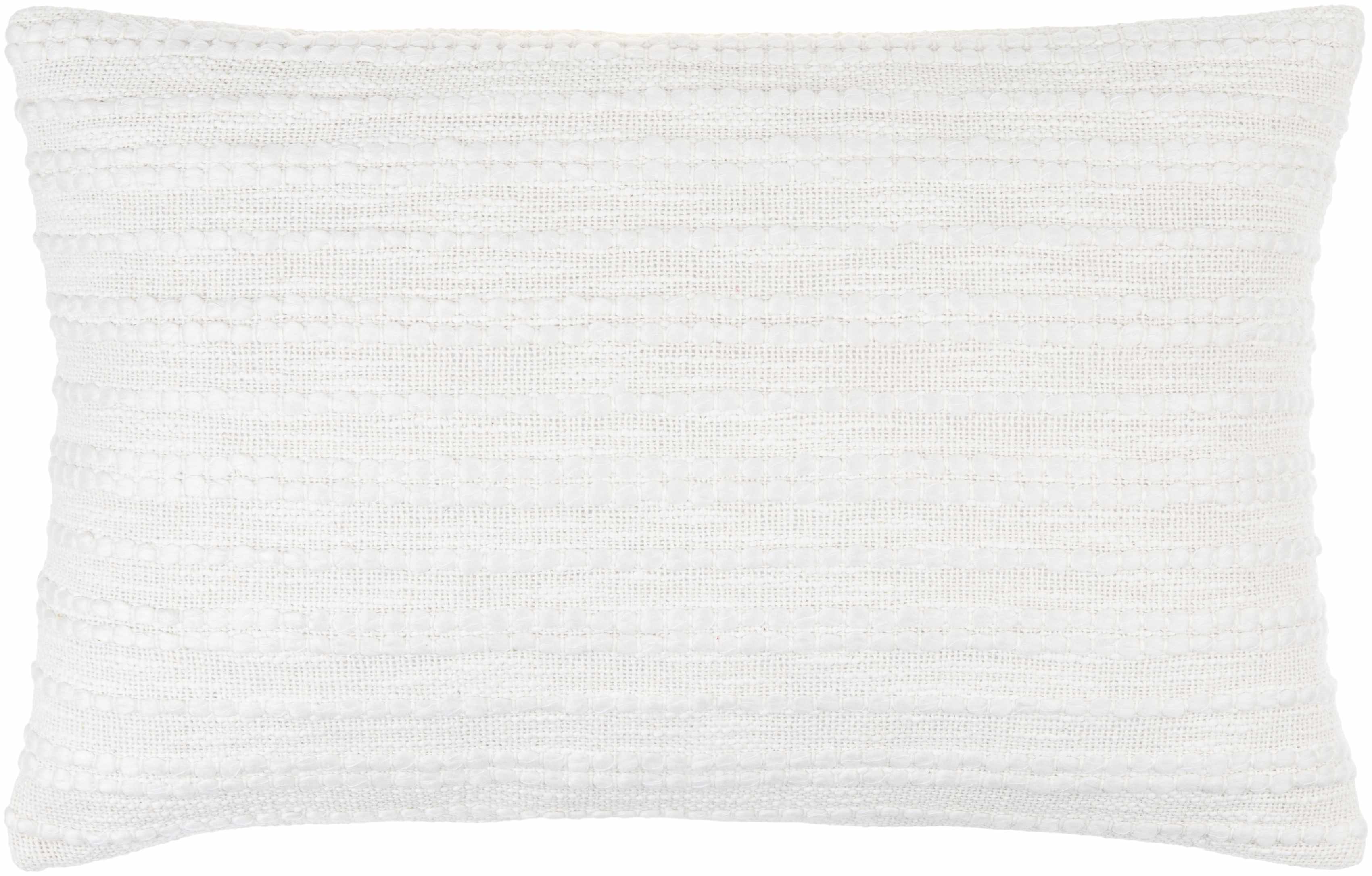 White textured rectangular pillow on a white background