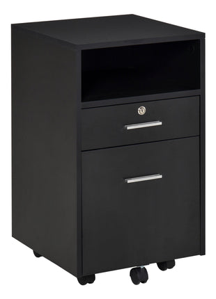 Mobile File Cabinet Lockable Storage Unit Cupboard Home Filing Furniture for Office, Bedroom and Living Room, 39.5x40x60cm, Black-0