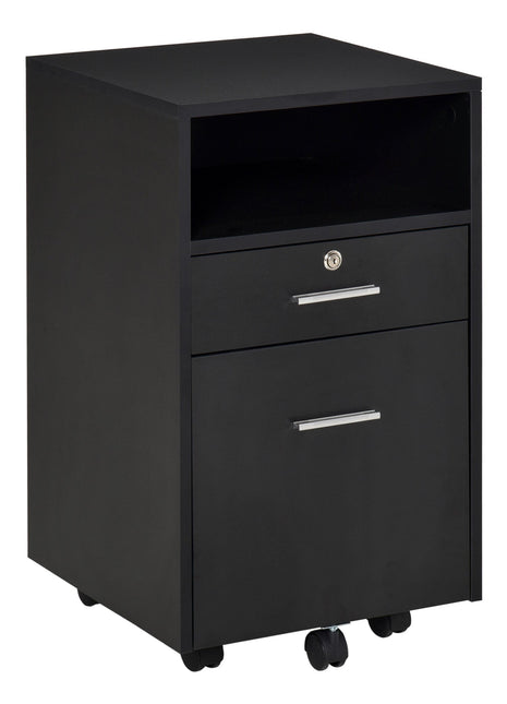 Mobile File Cabinet Lockable Storage Unit Cupboard Home Filing Furniture for Office, Bedroom and Living Room, 39.5x40x60cm, Black-0