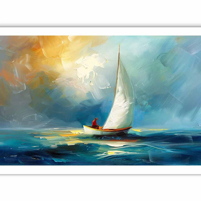 Boat at sea wall Art
